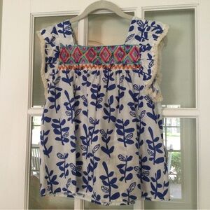 THML Blue and White Embroidered Top